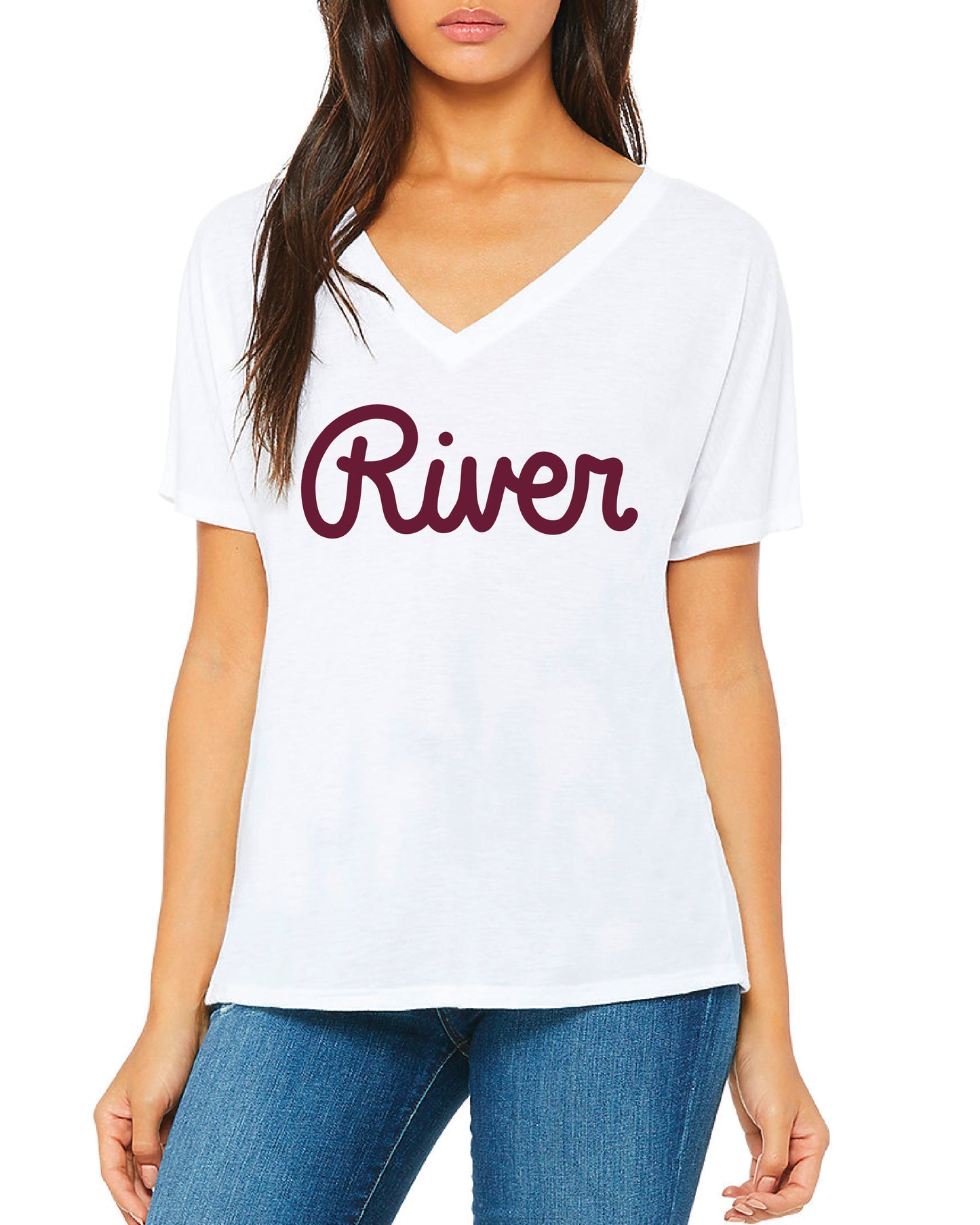 River Script Slouchy V Neck