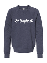 Load image into Gallery viewer, St. Raphael Script Youth Sponge Fleece Crewneck Sweatshirt