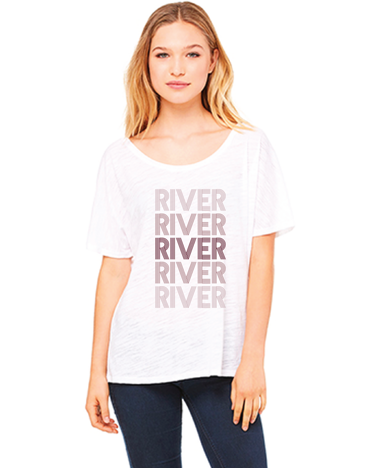 River Ombre Ladies Slouchy T-Shirt