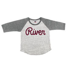 Load image into Gallery viewer, River Script Toddler Triblend Raglan T Shirt