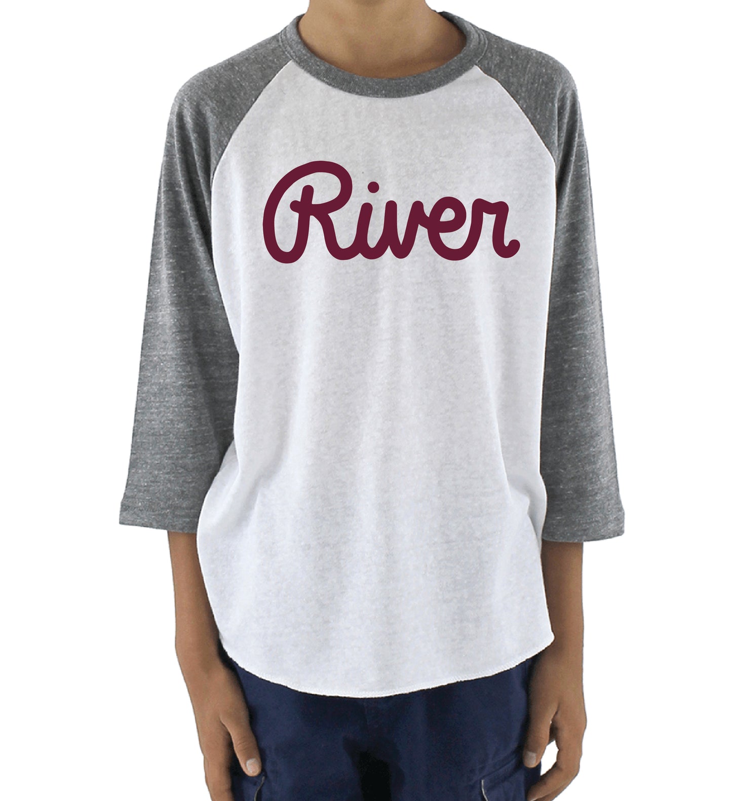 River Script TriBlend Youth Baseball Raglan