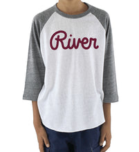 Load image into Gallery viewer, River Script TriBlend Youth Baseball Raglan